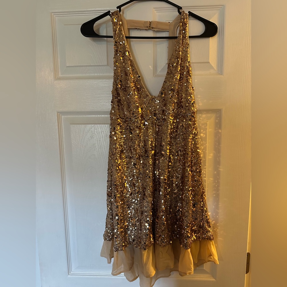 Free People gold sequin dress